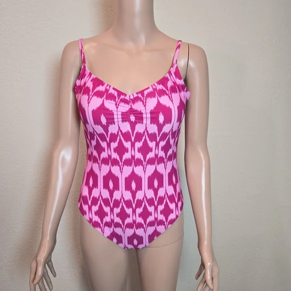 LOFT Beach Women's $99 Cinched Front One Piece Swimsuit Pink  size Medium - Picture 2 of 10